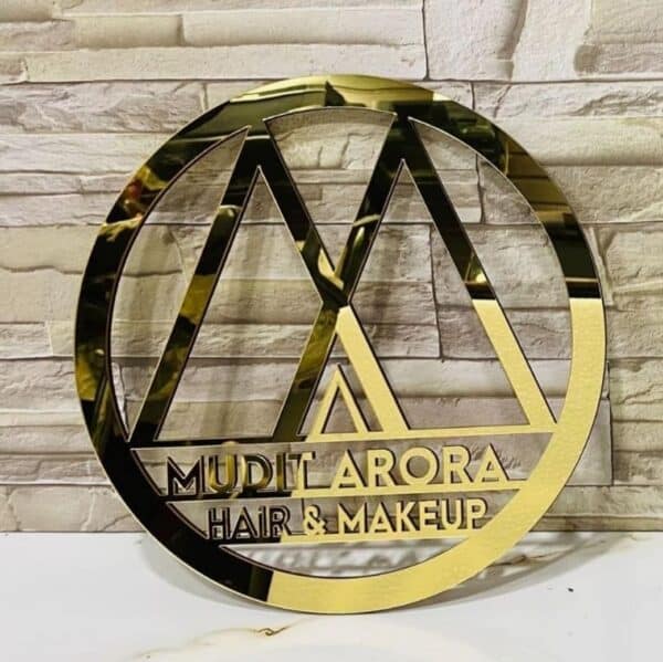 Personalized Golden Acrylic Name Plate Cutout – Special Designed For Makeup Artist